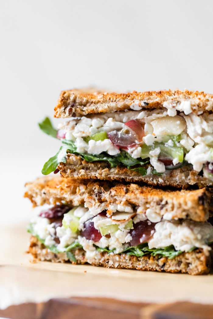 chicken, grapes, celery, mayo sandwich
